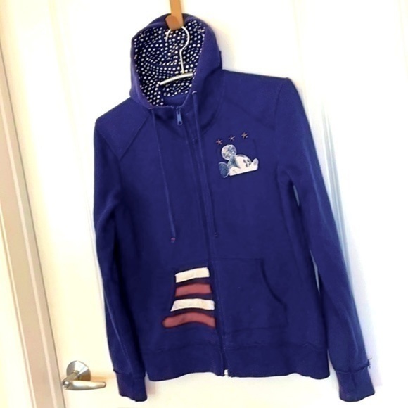 DISNEY | Women’s Navy Blue MICKEY MOUSE Full Zip Hooded Sweatshirt Size Medium - Picture 1 of 9